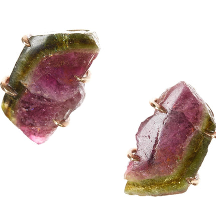 Mid Century 14k Natural Watermelon Tourmaline cufflinks - Estate Fresh Austin