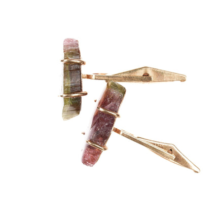 Mid Century 14k Natural Watermelon Tourmaline cufflinks - Estate Fresh Austin