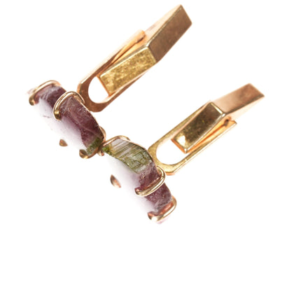 Mid Century 14k Natural Watermelon Tourmaline cufflinks - Estate Fresh Austin