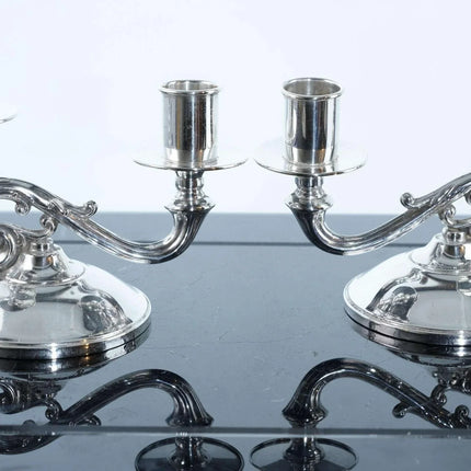 Mid Century Fisher Sterling double candle holders - Estate Fresh Austin