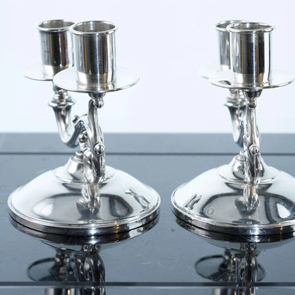 Mid Century Fisher Sterling double candle holders - Estate Fresh Austin