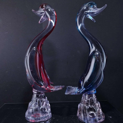 Mid Century Italian Murano Glass Ducks Sun colored amethyst - Estate Fresh Austin
