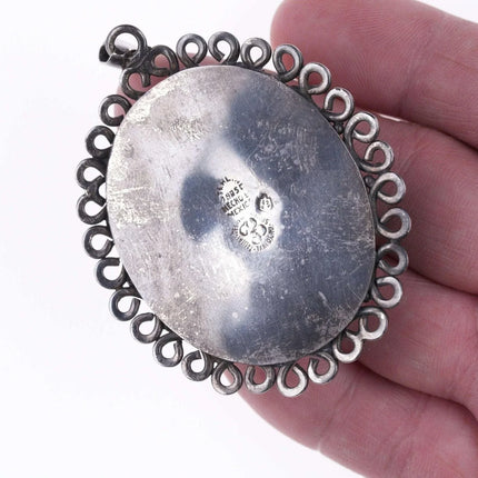 Mid Century Los Ballesteros Secret compartment Chrysocolla and sterling pendant - Estate Fresh Austin