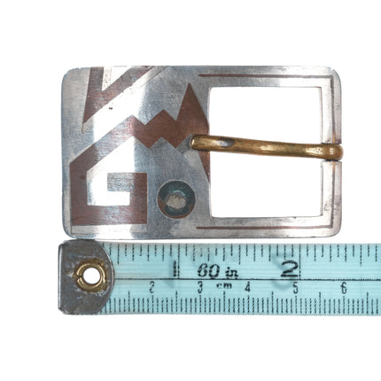 Mid Century Los Castillo Mixed Metals belt buckle - Estate Fresh Austin