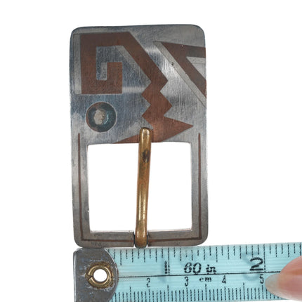 Mid Century Los Castillo Mixed Metals belt buckle - Estate Fresh Austin