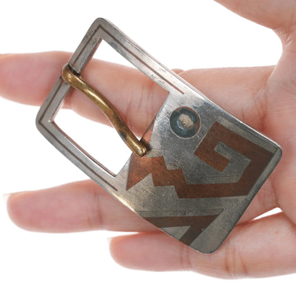 Mid Century Los Castillo Mixed Metals belt buckle - Estate Fresh Austin