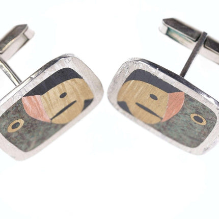 Mid Century Modern Taxco Mixed Metals and Chip inlay cufflinks - Estate Fresh Austin