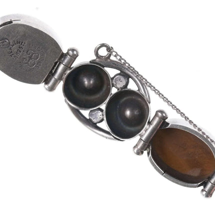 Mid Century Modernist Los Ballesteros Sterling and Cat's Eye bracelet - Estate Fresh Austin