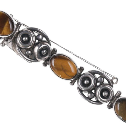 Mid Century Modernist Los Ballesteros Sterling and Cat's Eye bracelet - Estate Fresh Austin