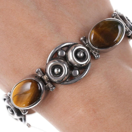 Mid Century Modernist Los Ballesteros Sterling and Cat's Eye bracelet - Estate Fresh Austin