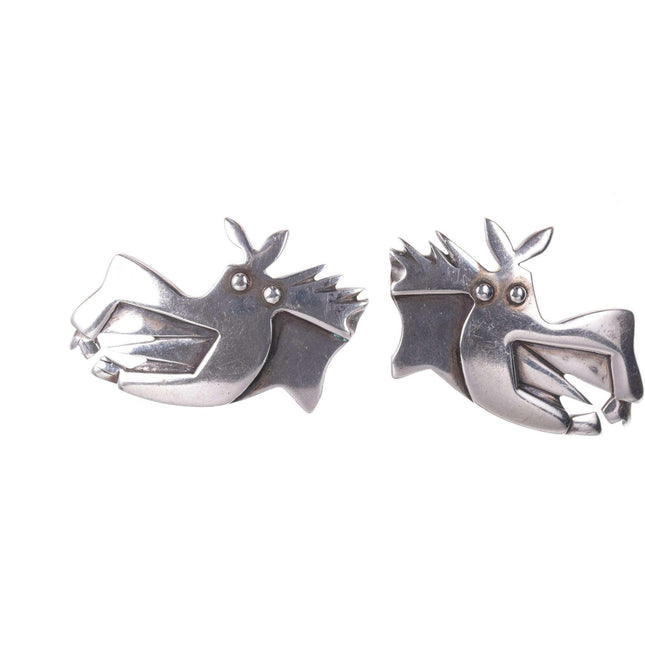 Mid Century Modernist Sterling horse head cufflinks - Estate Fresh Austin