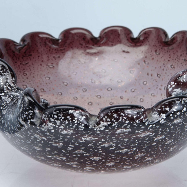 Mid century Murano Controlled bubbles silver foil bowl - Estate Fresh Austin