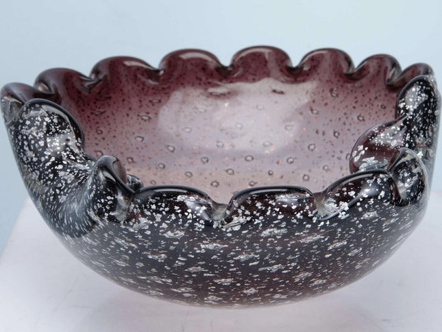 Mid century Murano Controlled bubbles silver foil bowl - Estate Fresh Austin