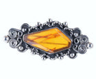 Mid Century sterling and amber brooch pin - Estate Fresh Austin
