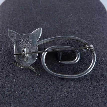 Mid Century Sterling Cat and Owl Brooch Signed pin - Estate Fresh Austin