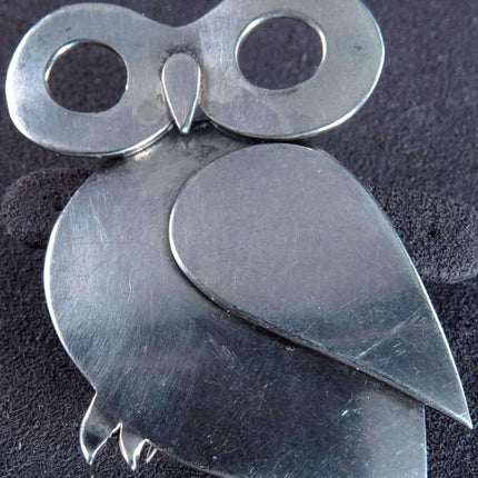 Mid Century Sterling Cat and Owl Brooch Signed pin - Estate Fresh Austin