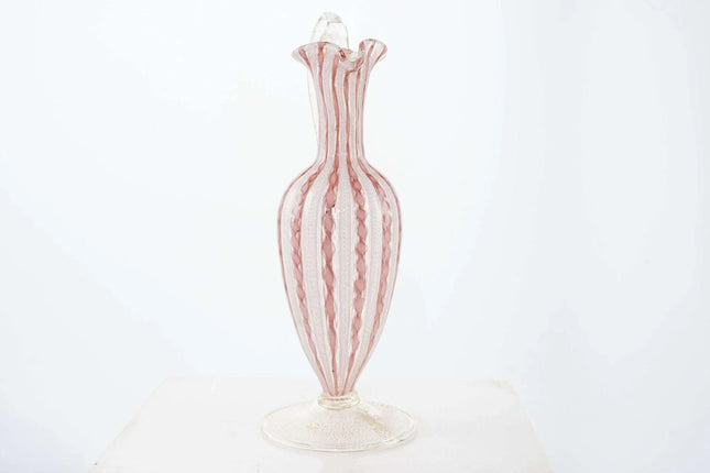 Mid Century Venetian Latticino Glass Ewer - Estate Fresh Austin