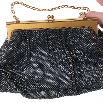 Mid Century Vintage Whiting and Davis Mesh handbag with Rhinestone top - Estate Fresh Austin