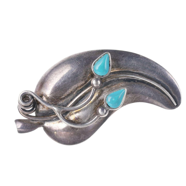 Miguel Martinez Rancho Alegre Sterling silver turquoise Chile pin - Estate Fresh Austin