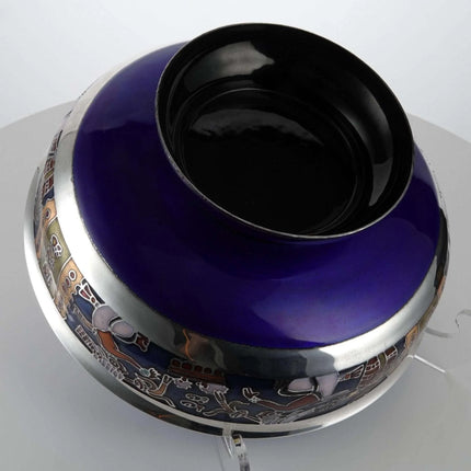 Miguel Pineda Mexican Champleve Enamel Aztec Decorated Centerpiece bowl - Estate Fresh Austin