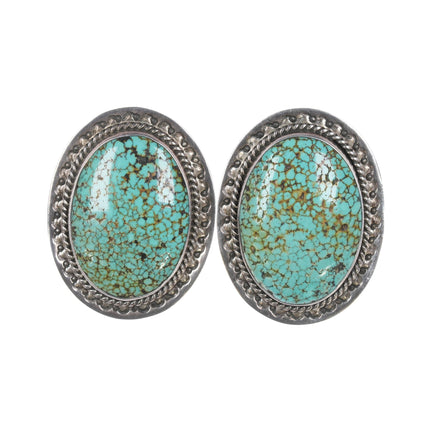 Mike Platero Navajo Sterling spiderweb turquoise clip - on earrings - Estate Fresh Austin