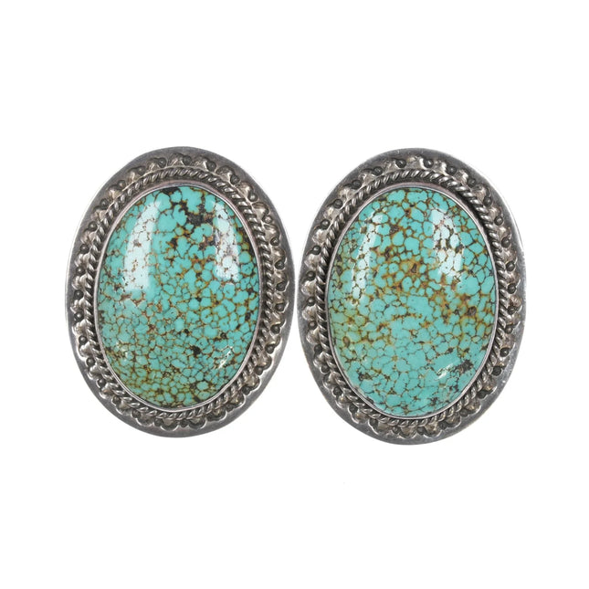 Mike Platero Navajo Sterling spiderweb turquoise clip-on earrings - Estate Fresh Austin