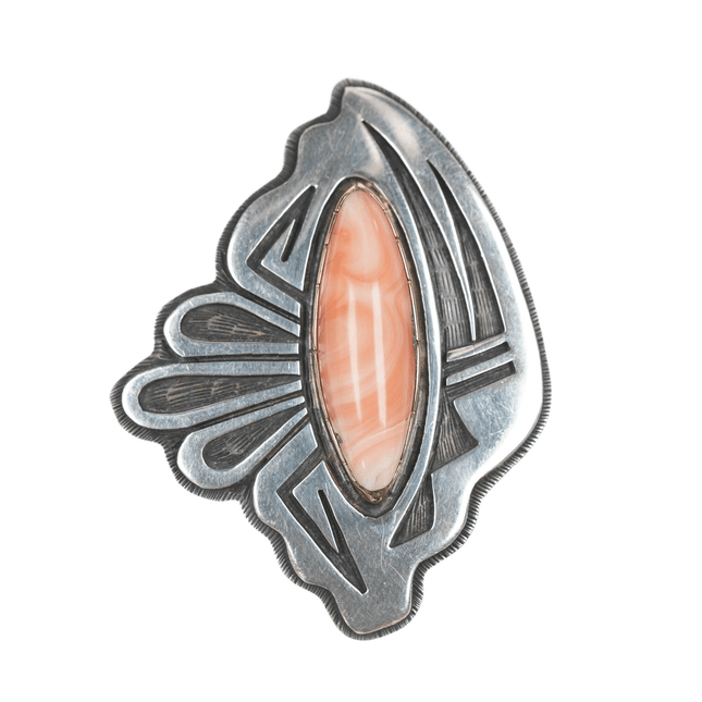 Milson Taylor Hopi Sterling/14k/peach agate pin - Estate Fresh Austin