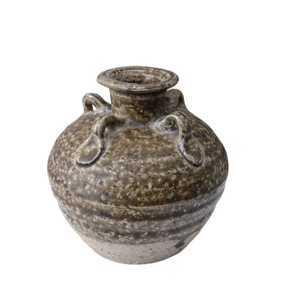 Ming Chinese Brown Stoneware Jar with handles - Estate Fresh Austin