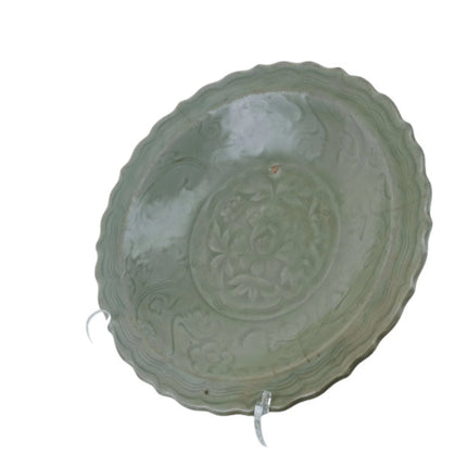 Ming Chinese Celadon Plate with Lotus Motif - Estate Fresh Austin