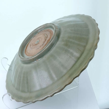 Ming Chinese Celadon Plate with Lotus Motif - Estate Fresh Austin