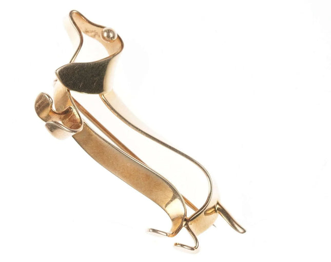 Modernist 14k Tiffany Dachshund Weiner dog pin - Estate Fresh Austin