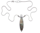 Modernist Native American Sterling petrified wood gemset necklace - Estate Fresh Austin