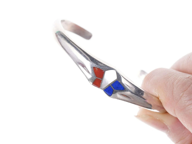 Supersmith David Rosales Navajo sterling silver inlaid cuff bracelet - Estate Fresh Austin