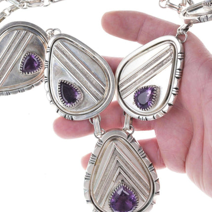 Monstrous Retro Southwestern Sterling Amethyst necklace - Estate Fresh Austin