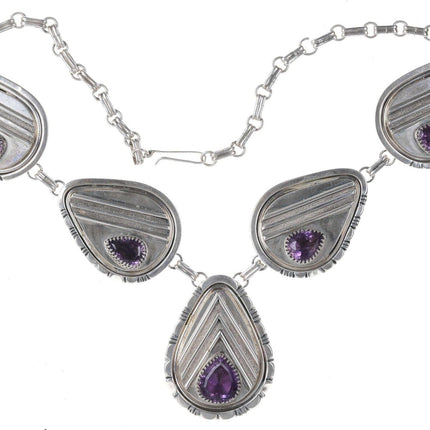 Monstrous Retro Southwestern Sterling Amethyst necklace - Estate Fresh Austin