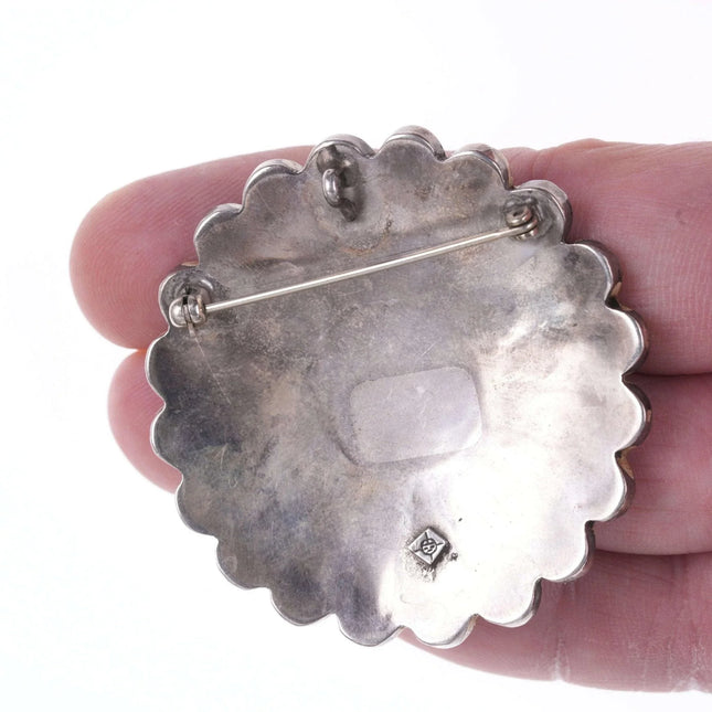 Morris Laahte Zuni Silver Multi-Stone Channel inlay pendant/pin - Estate Fresh Austin