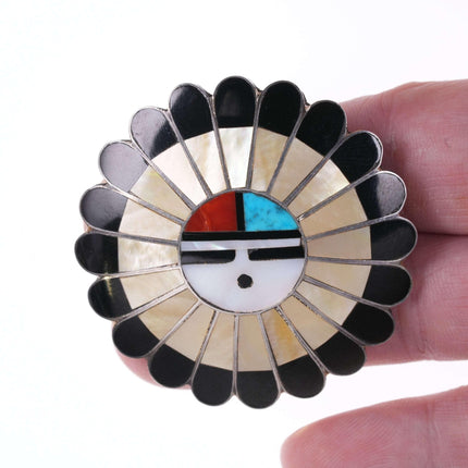 Morris Laahte Zuni Silver Multi - Stone Channel inlay pendant/pin - Estate Fresh Austin