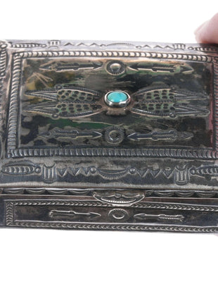 Morris Robinson (1900 - 1987) Hopi Silver box with turquoise - Estate Fresh Austin