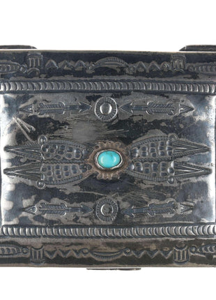 Morris Robinson (1900 - 1987) Hopi Silver box with turquoise - Estate Fresh Austin