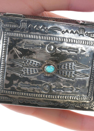 Morris Robinson (1900 - 1987) Hopi Silver box with turquoise - Estate Fresh Austin