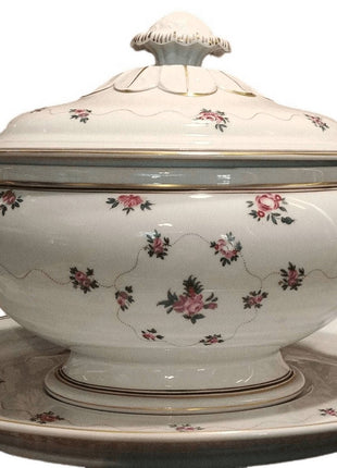 Mottahedeh Peking Rose Soup Tureen with Underplate Vista Alegre - Estate Fresh Austin