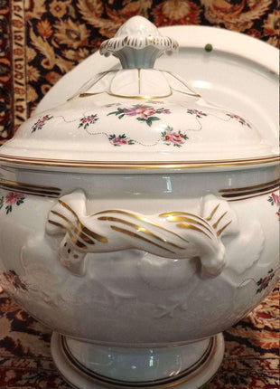 Mottahedeh Peking Rose Soup Tureen with Underplate Vista Alegre - Estate Fresh Austin