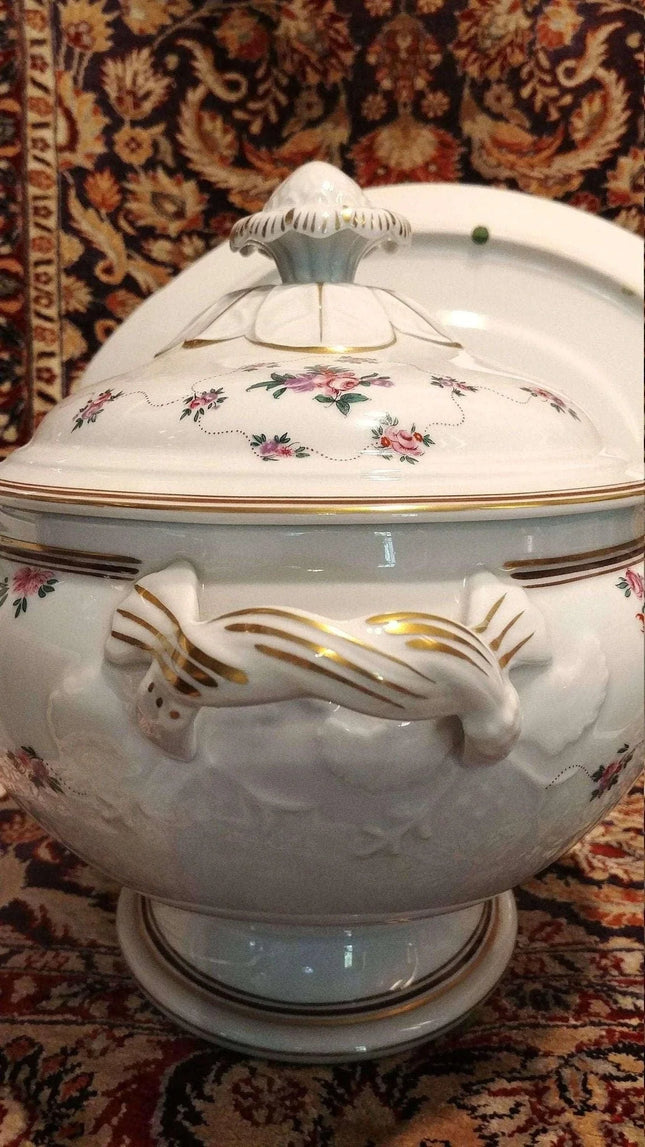 Mottahedeh Peking Rose Soup Tureen with Underplate Vista Alegre - Estate Fresh Austin
