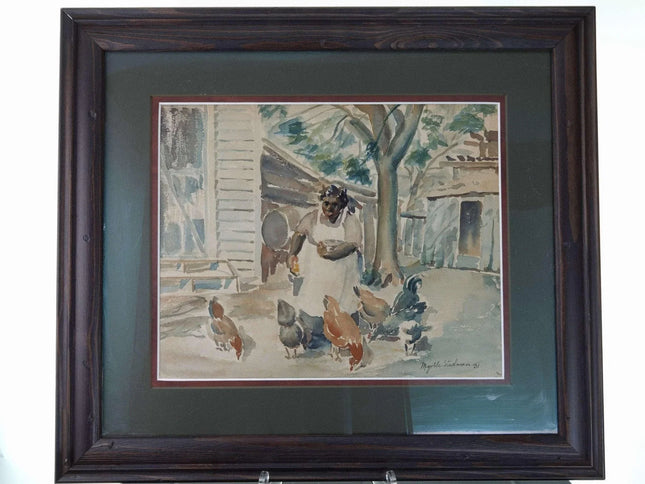 Myrtle Lillian Stedman (1908-2007) 1931 Houston Texas Watercolor of Southern wom - Estate Fresh Austin