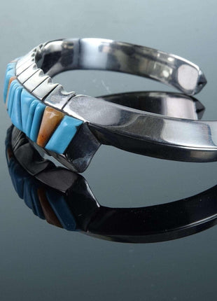 Native American Cobblestone Spiny Oyster and Turquoise and sterling cuff bracele - Estate Fresh Austin