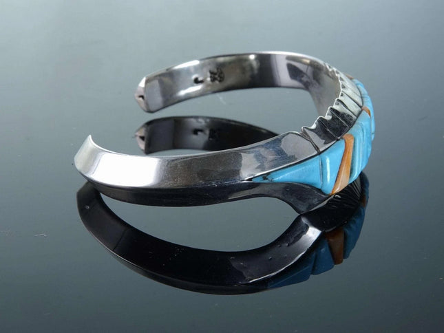 6.75" Native American Cobblestone Spiny Oyster Turquoise sterling cuff bracelet - Estate Fresh Austin