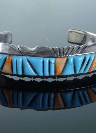 Native American Cobblestone Spiny Oyster and Turquoise and sterling cuff bracele - Estate Fresh Austin