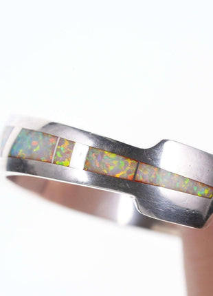 Native American Marie Tsosie Multi - stone Channel inlay sterling cuff bracelet - Estate Fresh Austin