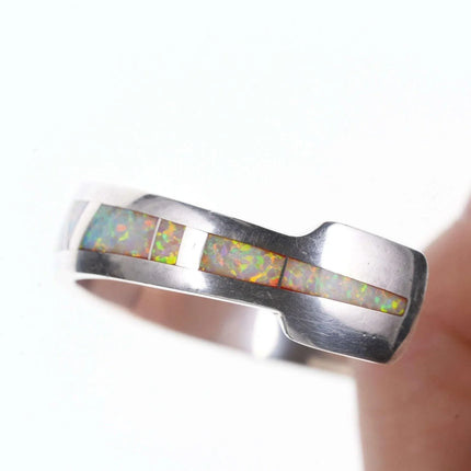 Native American Marie Tsosie Multi-stone Channel inlay sterling cuff bracelet - Estate Fresh Austin