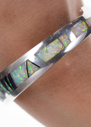 Native American Marie Tsosie Multi - stone Channel inlay sterling cuff bracelet - Estate Fresh Austin